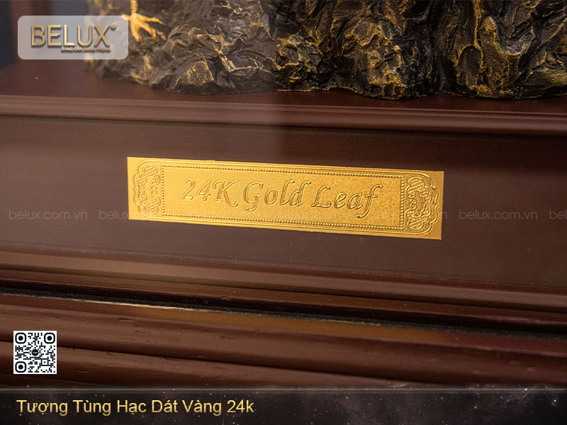 Tượng Tùng Hạc Dát Vàng 24k Cao 36cm Mẫu 2